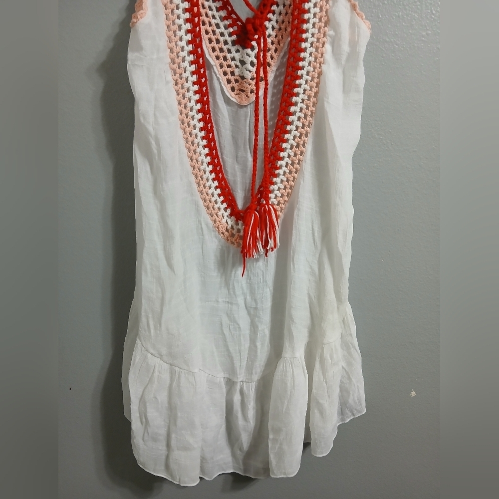Cupshe White and Pink Ruffle Hem Swim Coverup - Picture 11 of 13